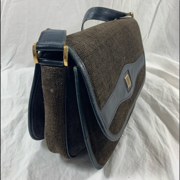 Genuine vintage LANVIN suede and leather  blue grey flap shoulder bag purse - Picture 6 of 15